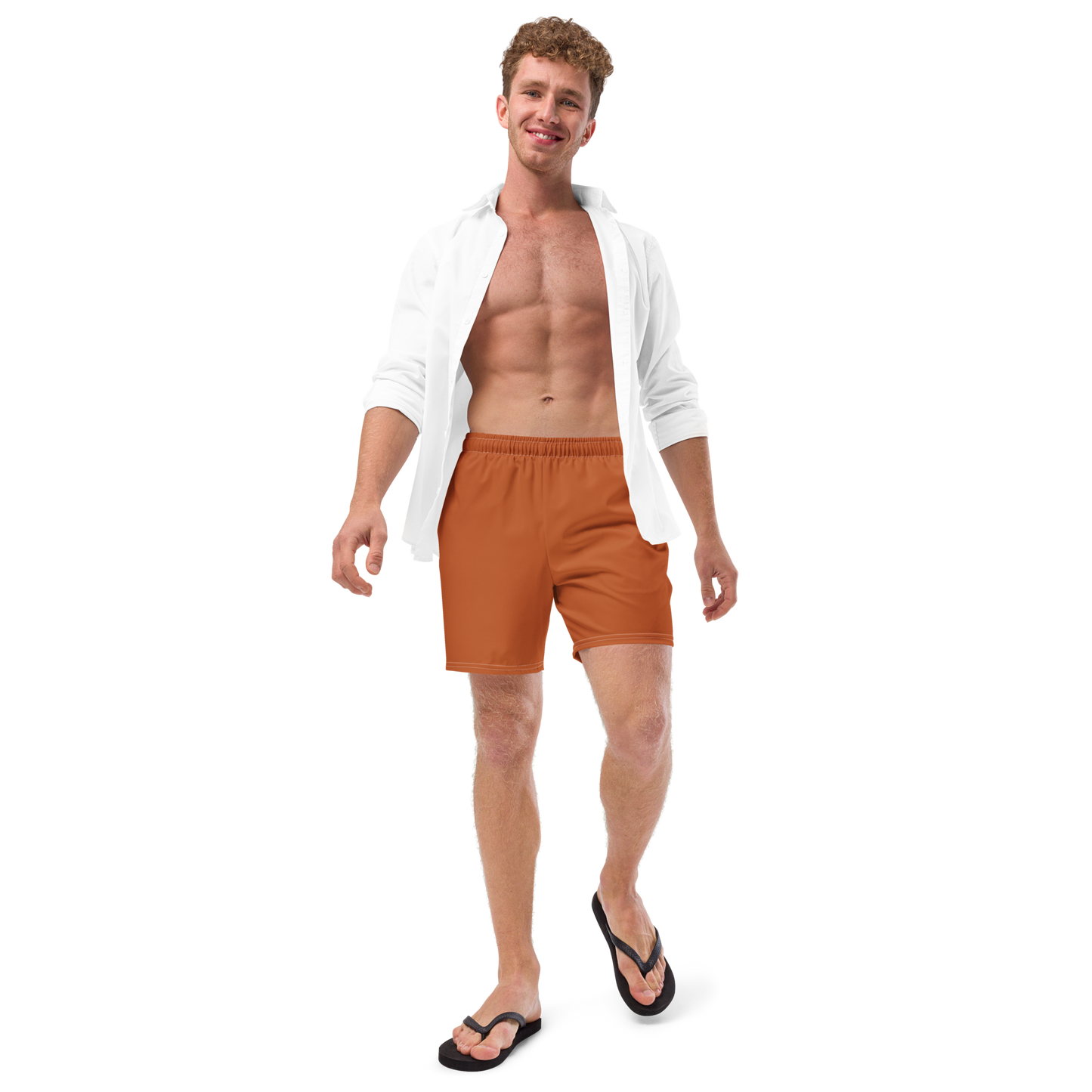 Recycled Men's "Minimal" Swim Trunks - Terracotta