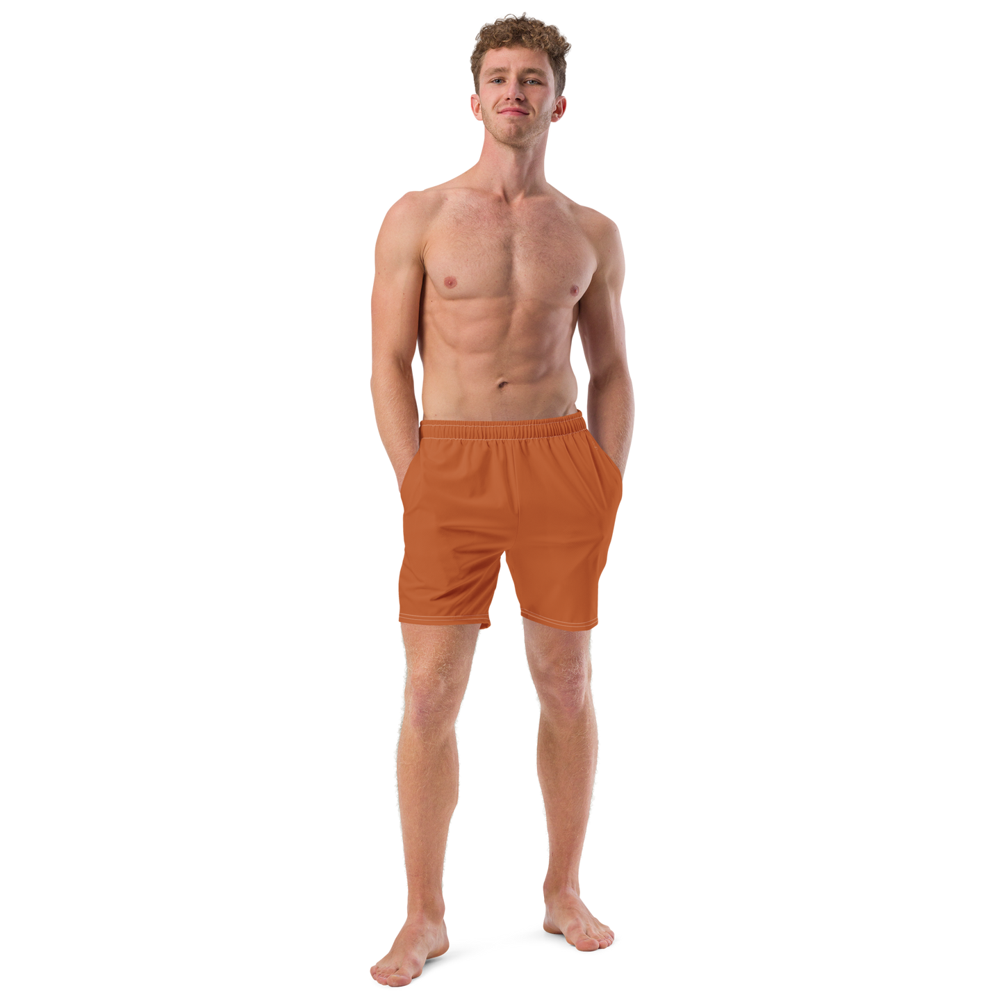 Recycled Men's "Minimal" Swim Trunks - Terracotta